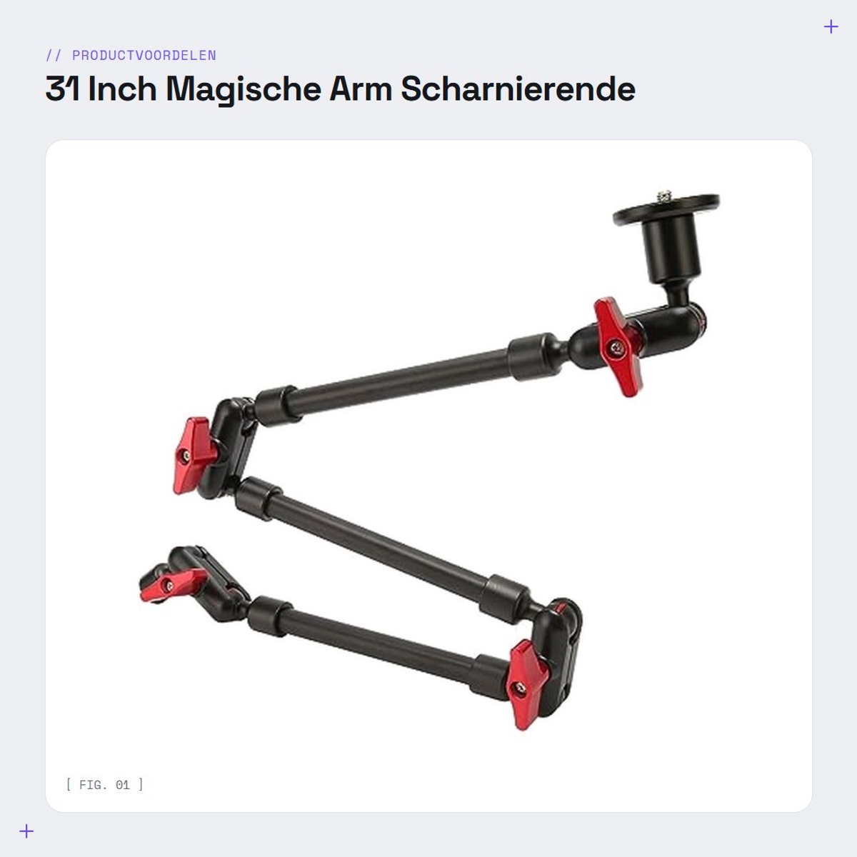 Dailygoods- Magische Arm 31 Inch - Scharnierende Camerabevestiging - 360 Graden Rotatie - Aluminiumlegering - Antislip Rubberen Pads - Lichtgewicht 488 g - Camerahouder