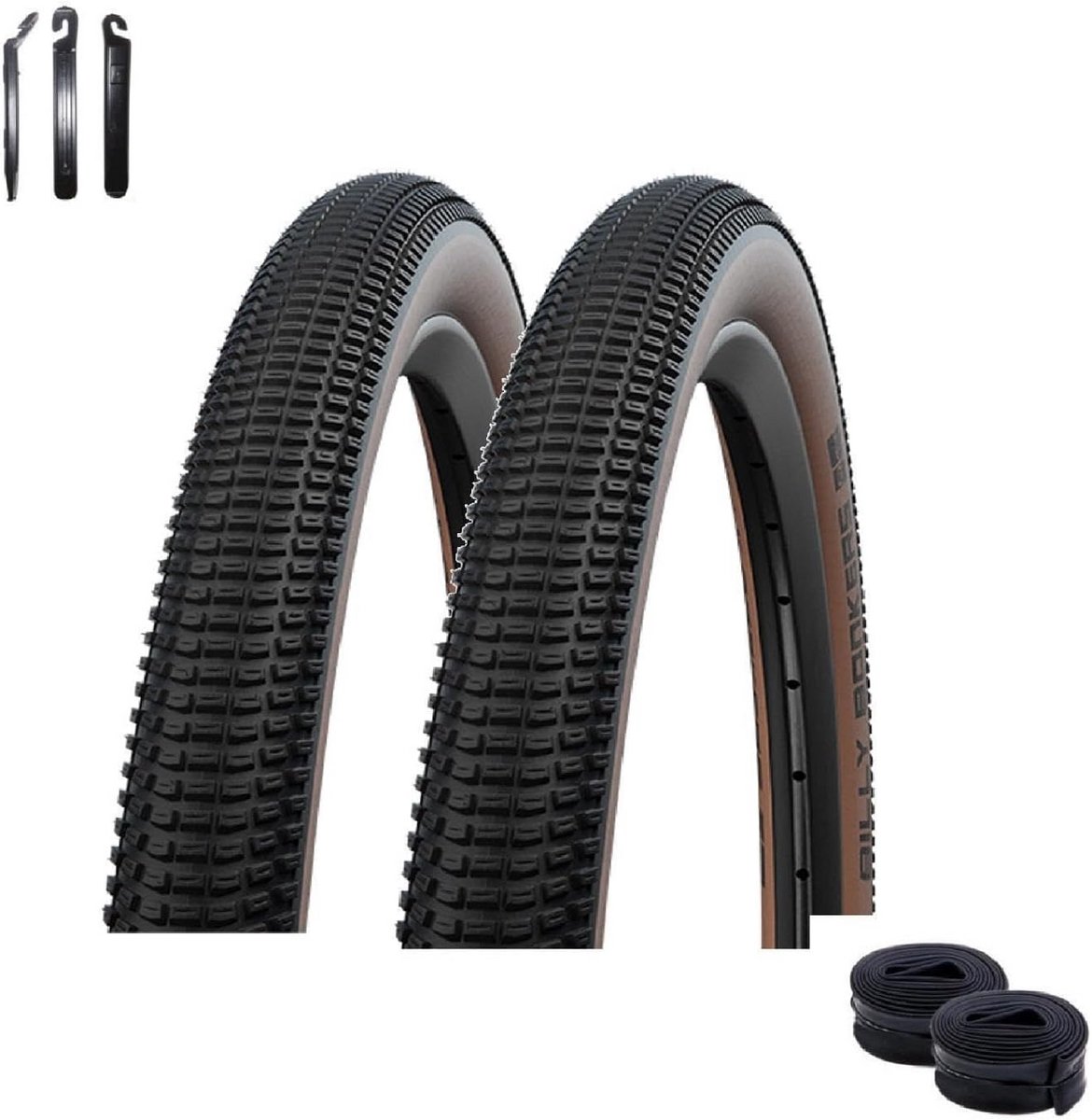 Fietsbanden set - Banden en binnenbanden - Veilig fietsen - Inclusief bandenlichters - 26 x 2.25 inch - Brons