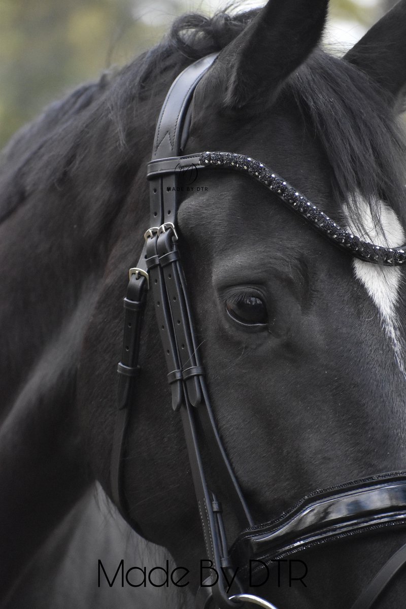 Made By DTR - anatomisch hoofdstel - lak & crystal neusriem - full