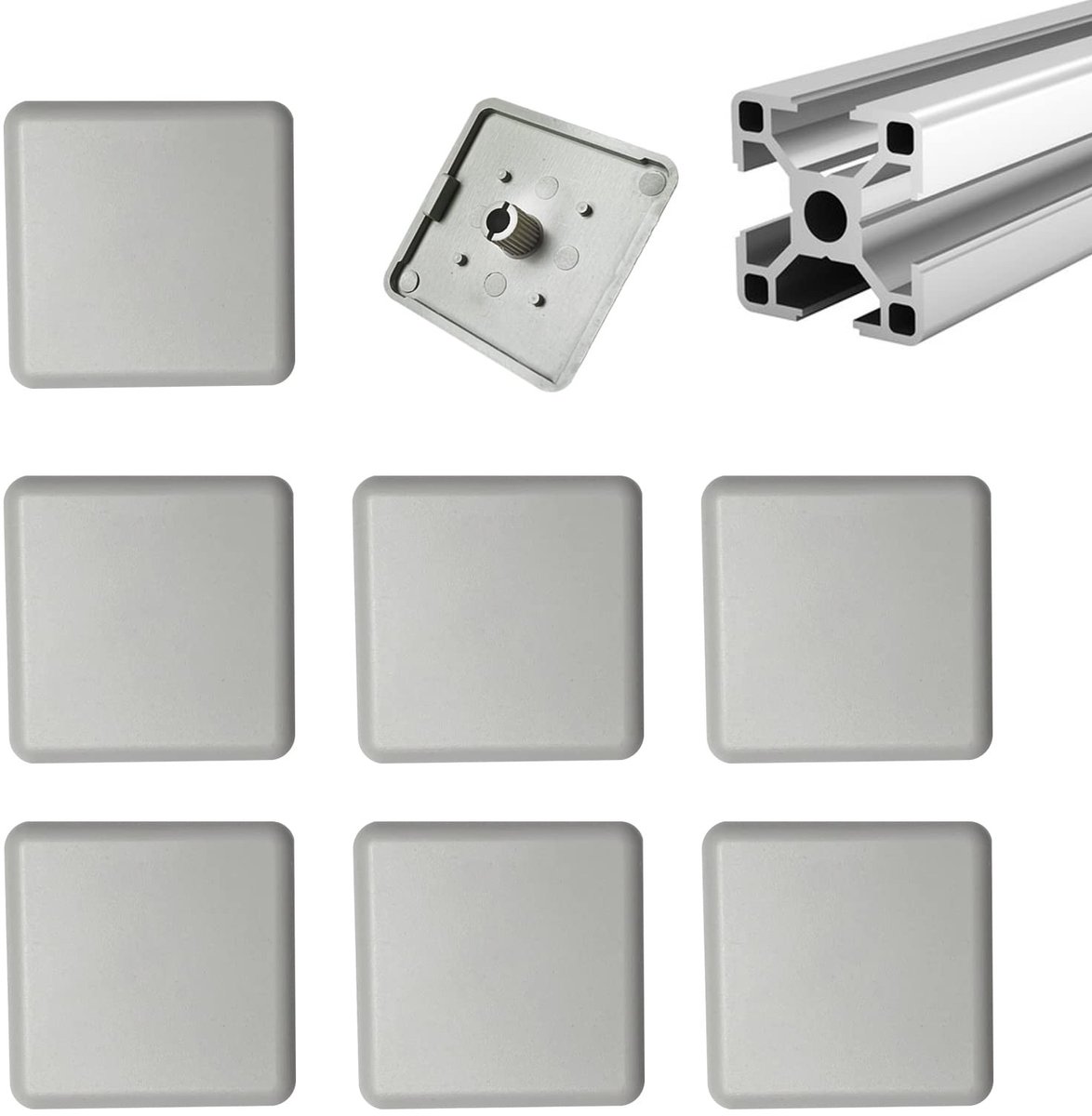 Dailygoods- Aluminium Extrusie Profiel Waterdicht - Eindkap - Europese Standaard - Grijs - 40x40mm - 35 Stuks - Profielafdekking