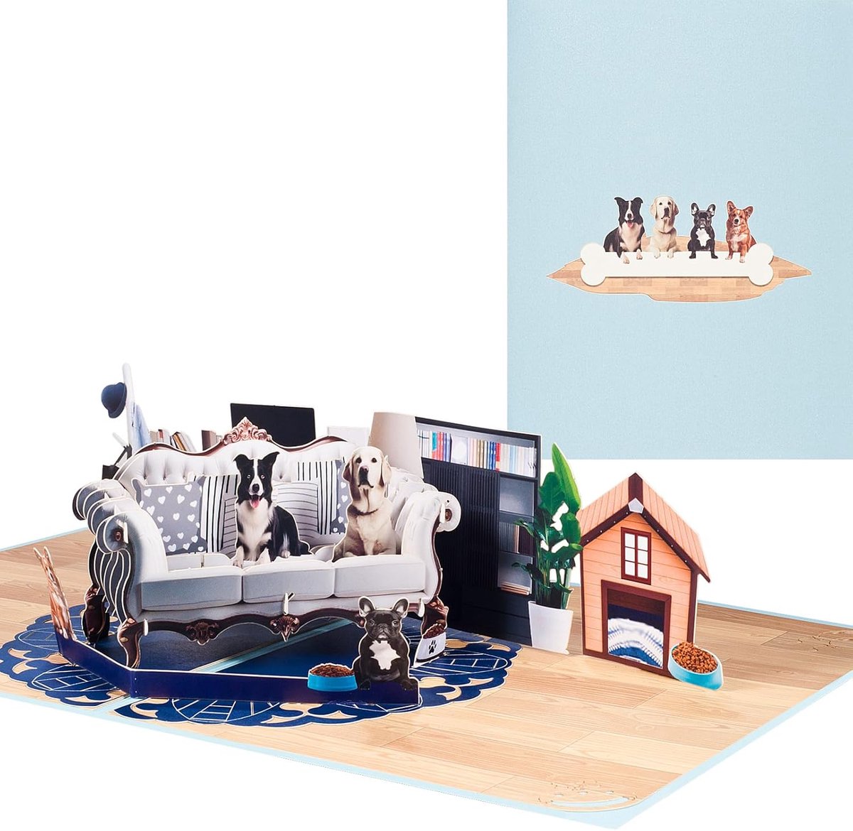 3D Verjaardagskaart - Hondenkaart Vriendschap - Verras een vriend - Pop-up ontwerp - 20 x 15 cm - Hondenprint