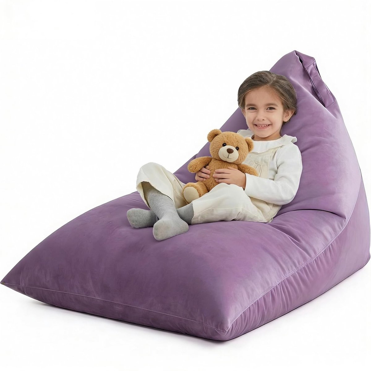 Dailygoods- Zitzak Hoes Extra Groot - Driehoekige Zitzak - Wasbare Zitzak - Ultra Zachte Fluwelen Hoes - Geschikt voor Volwassenen/Tieners/Kinderen - Comfortabele Vulling met Bonen