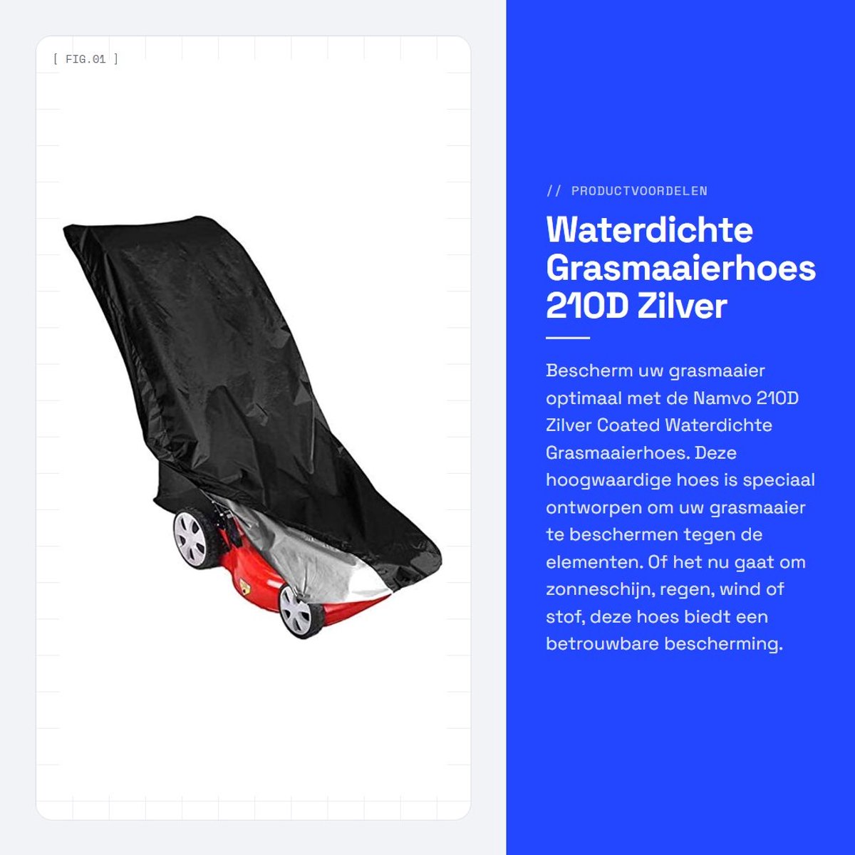 Dailygoods- Grasmaaierhoes Waterdicht - 210D Zilver Coated - Stofdicht - Opbergtas - Duurzaam - Verstelbaar Koord - Tuinmachinehoes