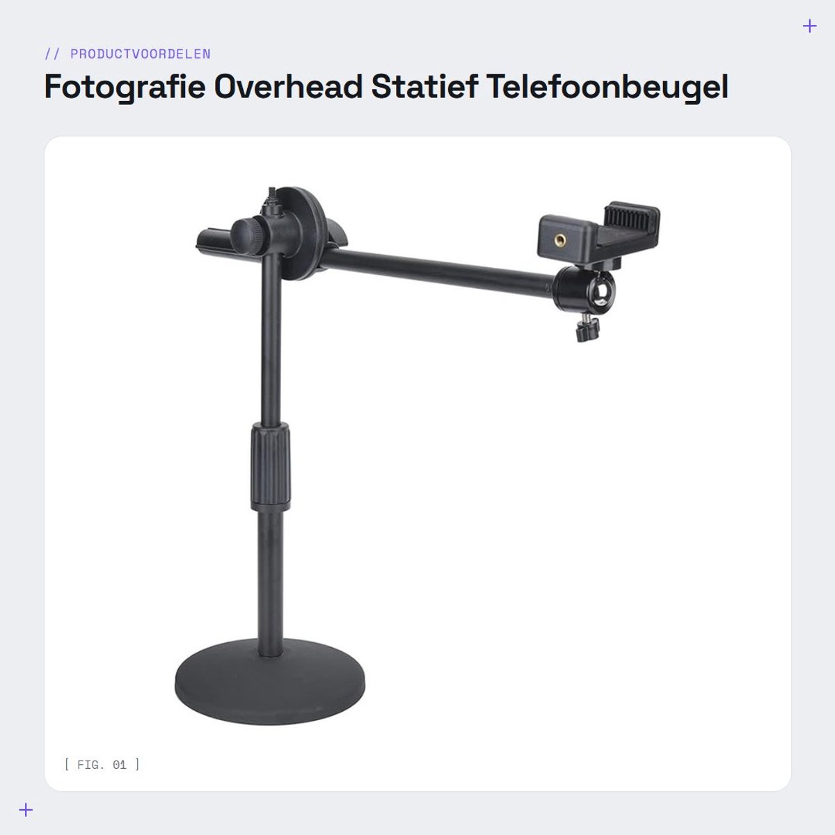 Dailygoods- Statief Low-Angle Beugel - Statief voor Telefoon - 360 Graden Draaiend - Antislip Voet - Geschikt voor Fotografie - Clip voor Smartphone - Telefoonstatief