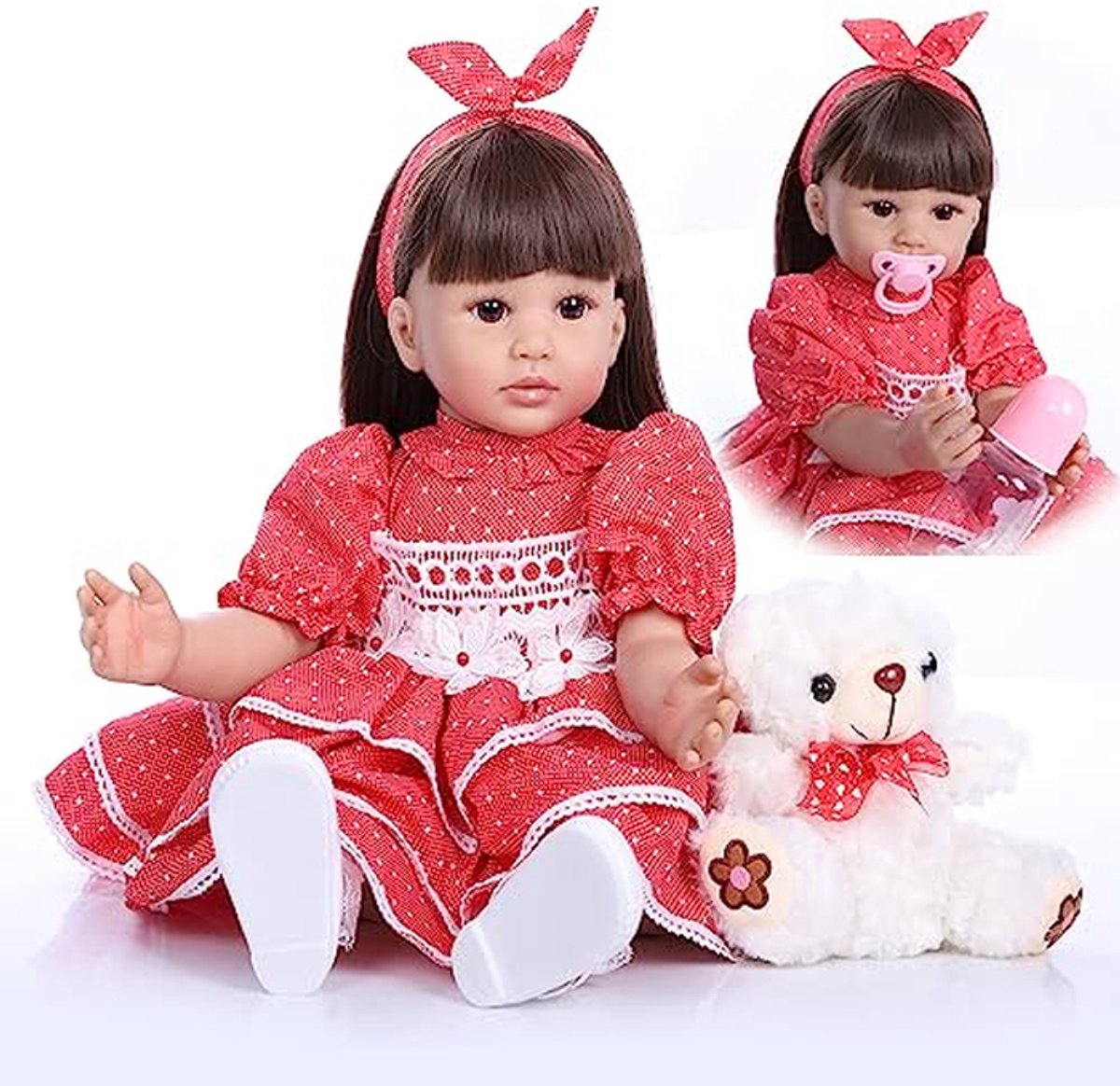 Reborn pop - Levensechte baby - Kinderspeelgoed - Zachte siliconen ledematen - 60 cm - Meerkleurig