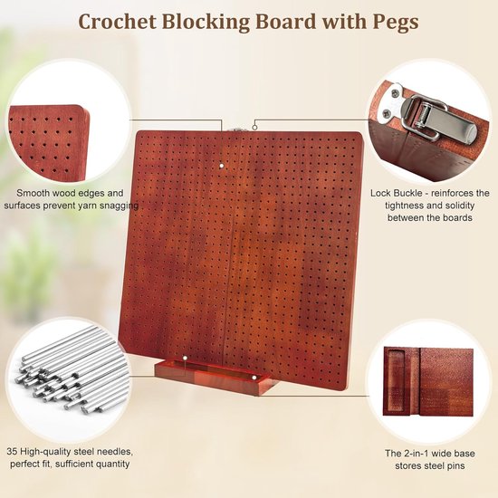 Blokkeerplank Haken - Haakaccessoires - Vormgeven Projecten - Opvouwbaar Ontwerp - 39 cm - Rood — afbeelding 4