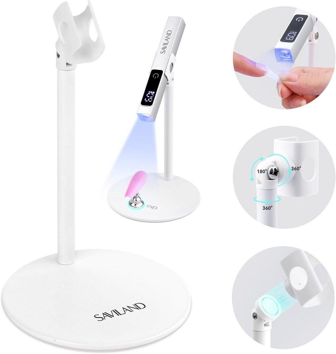 Nagellamp Standaard - UV Licht - Nieuwe Nagels - 360 Graden Rotatie - 14.5 x 12.5 cm - Wit