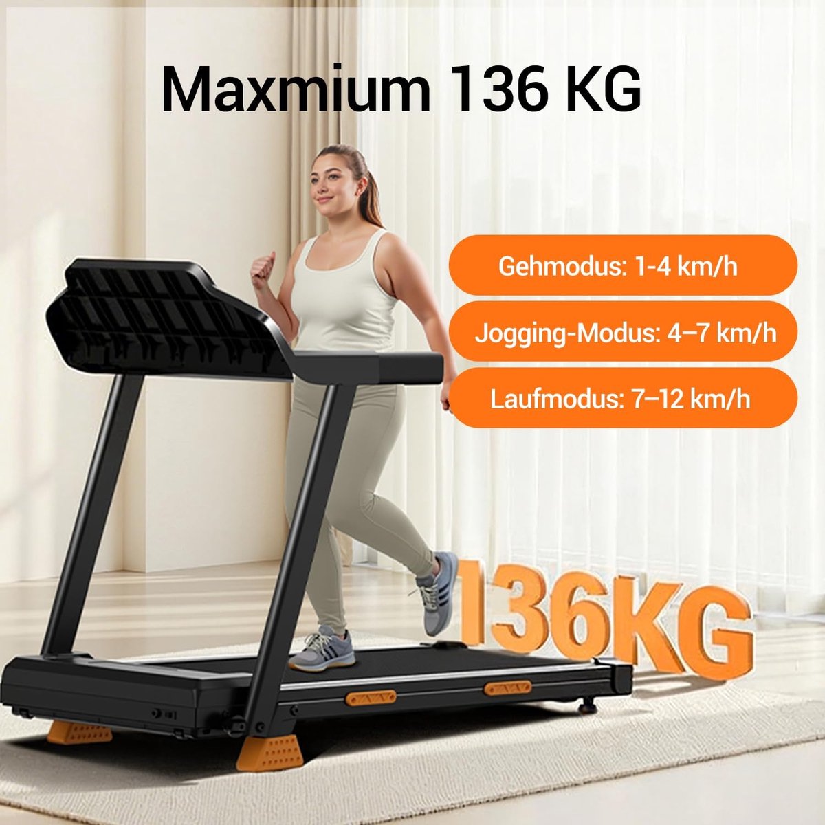 Loopband - Maximale Belasting 120 kg - Loopband Inklapbaar - Loopbanden voor Thuis - Zwart - 113cm x 55cm x 100cm