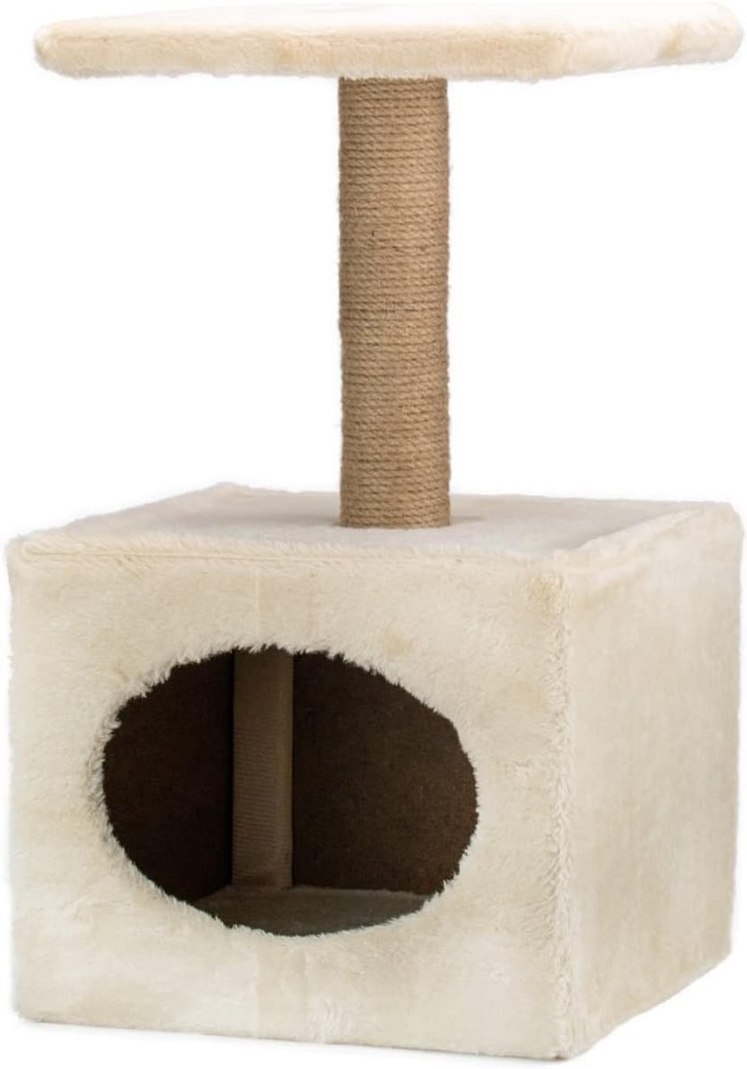 Krabpaal voor Katten - Kattenmeubel Speelboom - Kattenvermaak Binnen - Met Schuilplaats Platform - 53 cm Hoog - Beige