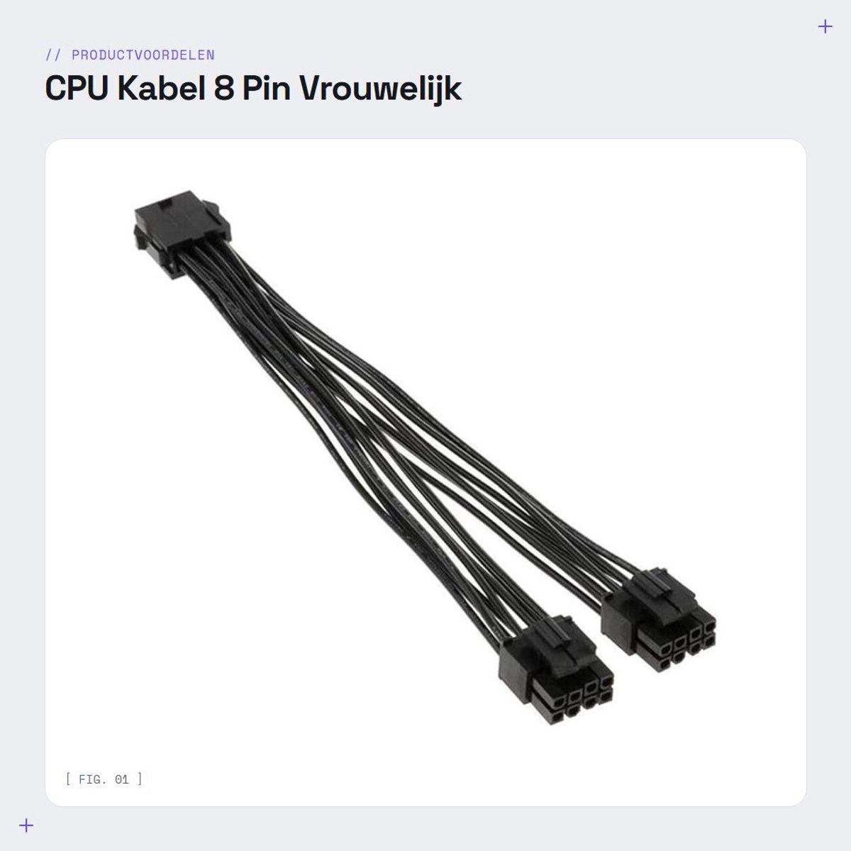 Dailygoods- CPU Power Splitter Kabel 8-polig - 18 AWG - Vrouwelijk naar Dubbele Mannelijke 8-polig (4 + 4) - Hoogwaardige Kwaliteit - Stroomsplitter Kabel - Stroomkabel