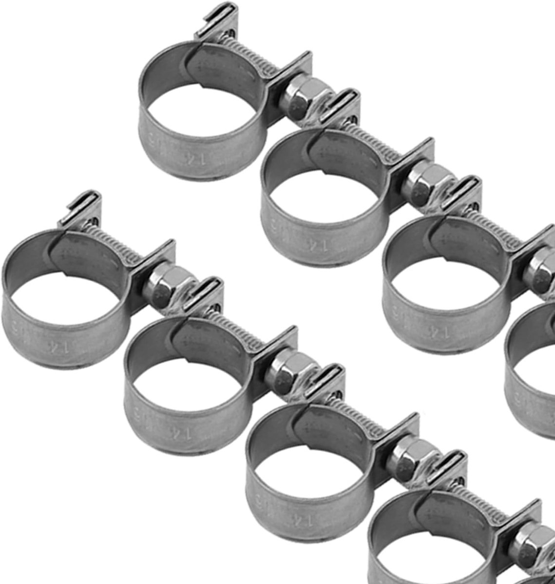 Dailygoods- Slangklemmen Assortiment - 10 Stuks - RVS - Verstelbaar - Mini Formaat (14-16mm) - Hoogwaardige Kwaliteit - Antiroest - Slangklem