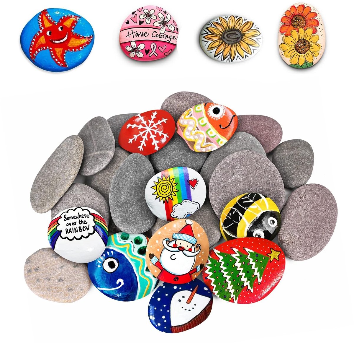 Dailygoods- Stenen 20 stuks - Platte Natuurstenen - Glad voor Schilderen - Decoratieve Kiezels - Mandala-Schilderen - Afmetingen 4-6 cm