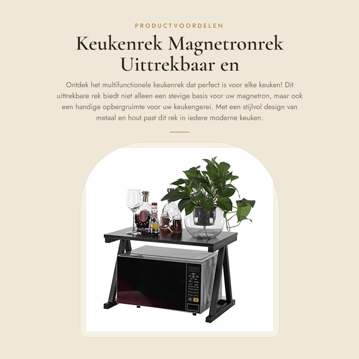 Dailygoods- Magnetronrek Uittrekbaar - Keukenrek 2 Niveaus - Robuust en Duurzaam - Ruimtebesparend - Hoogwaardig Materiaal - 57 x 34 x 36 cm - Keukenstandaard
