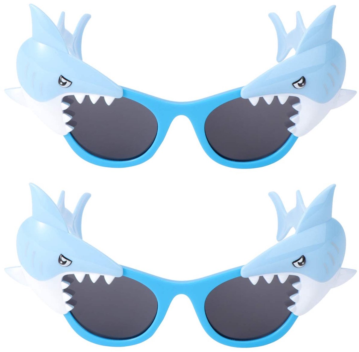 Dailygoods- Zonnebril - 2 Stuks Grappige Bril - Feestzonnebril - Haaienbril - Kunststof - Blauw - Perfect voor Feestgelegenheden - Feestbril