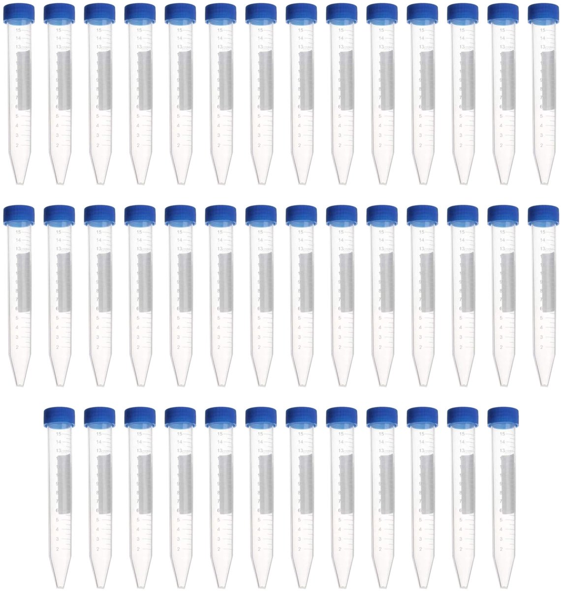 Dailygoods- Centrifugebuisjes 15 ml - Kunststof - Schroefsluiting - Gegradueerde Monsterhouder - 40 Stuks - Blauw - Monsterbuis