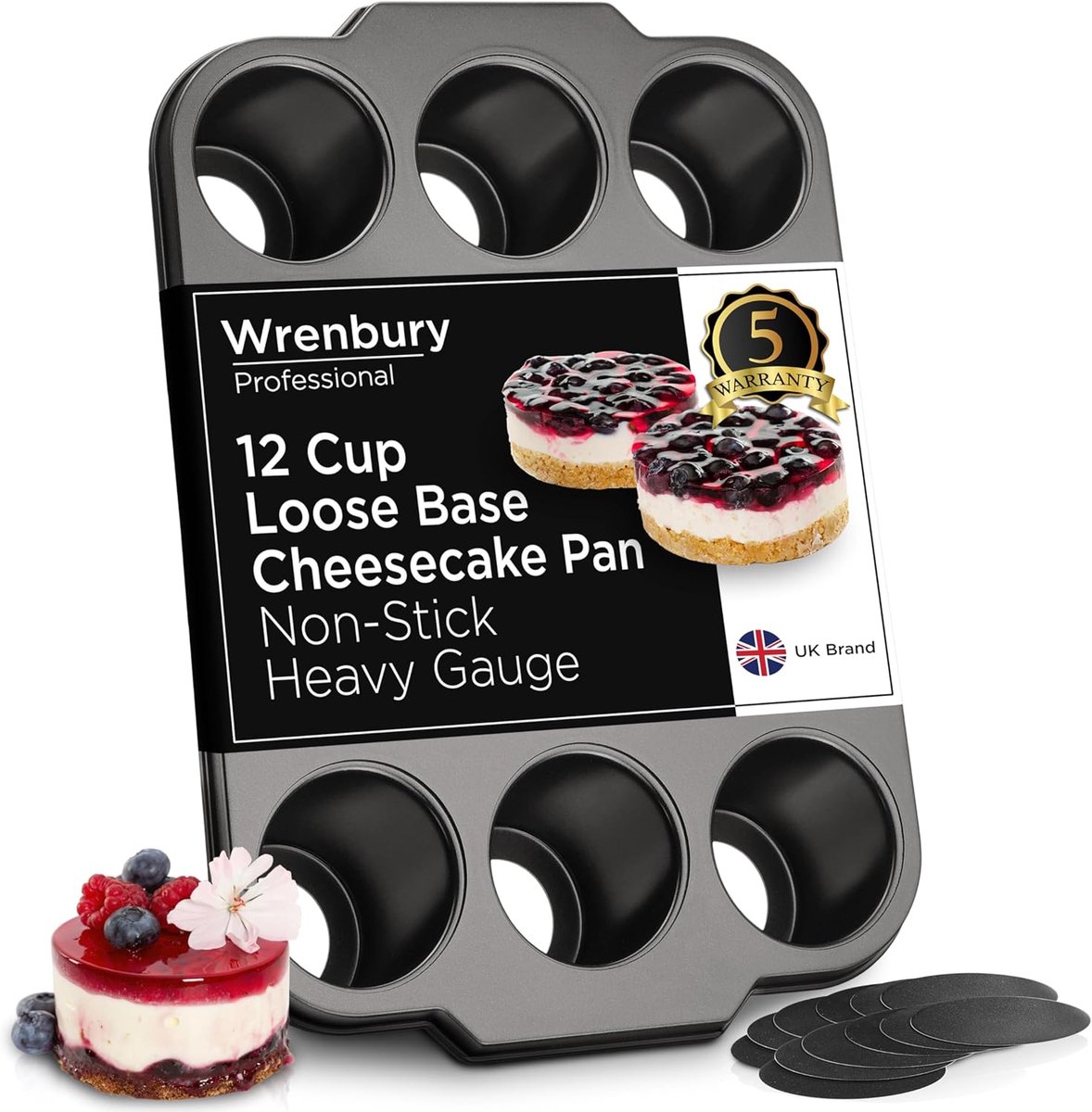 Set van 12 Mini Cheesecake Bakvormen met Verwijderbare Bodem