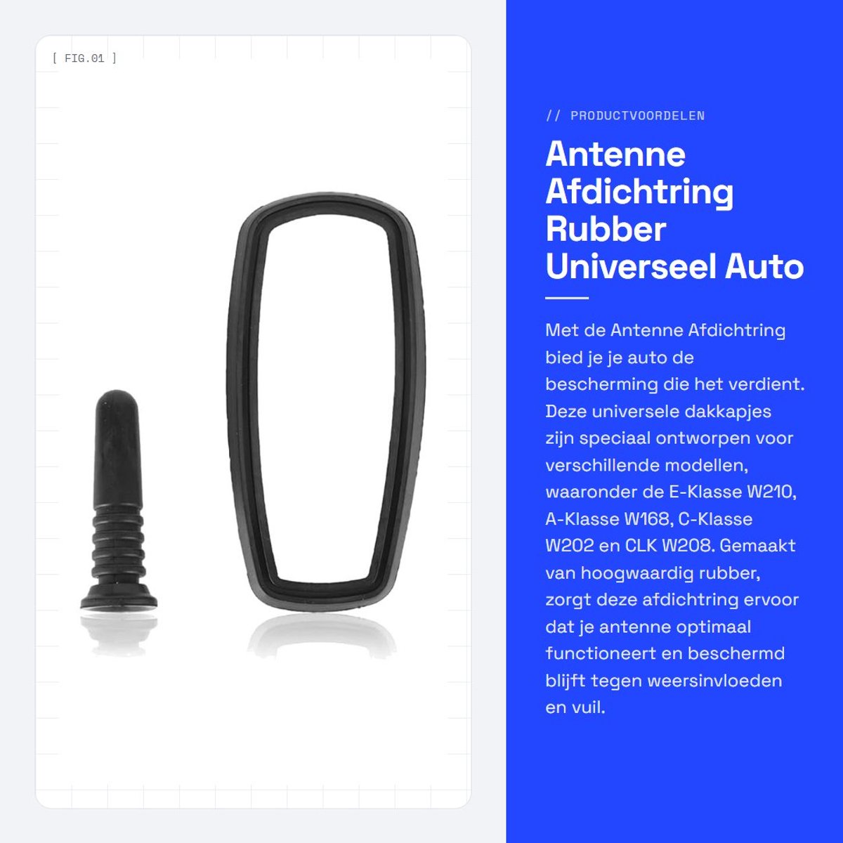 Dailygoods- Antenne Afdichtring Set - Universele Dak Antenne Cover - Rubber Pakking - Geschikt voor E-Klasse W210 - A-Klasse W168 - C-Klasse W202 - OEM A2108270031 - Antennekap