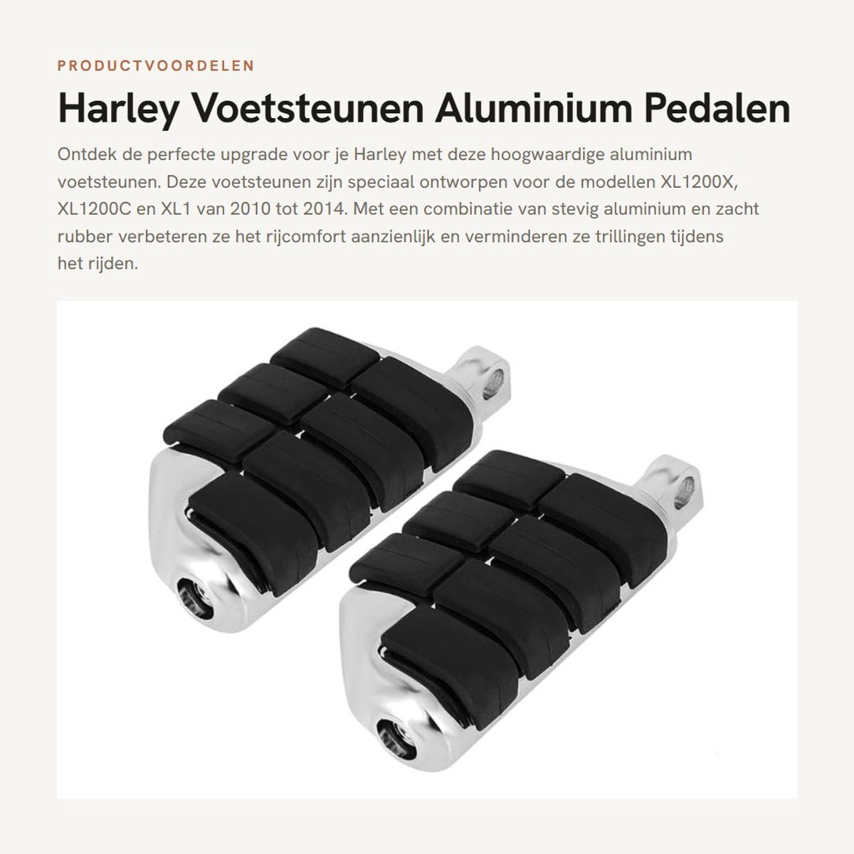 Dailygoods- Voetsteun Aluminium - Antislip Pedalen - Brede Voetsteunen - Motorfiets Voetsteunen - Trillingsvermindering - Verstelbare Maat 13,5 cm - Motorpedalen