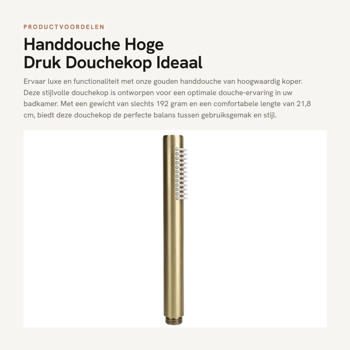 Dailygoods- Handdouche Hoogdruk - Douchekop G1/2 - Doucheset - Douchekop voor Badkamer - Handdouche van Koper - Lichtgewicht 192g