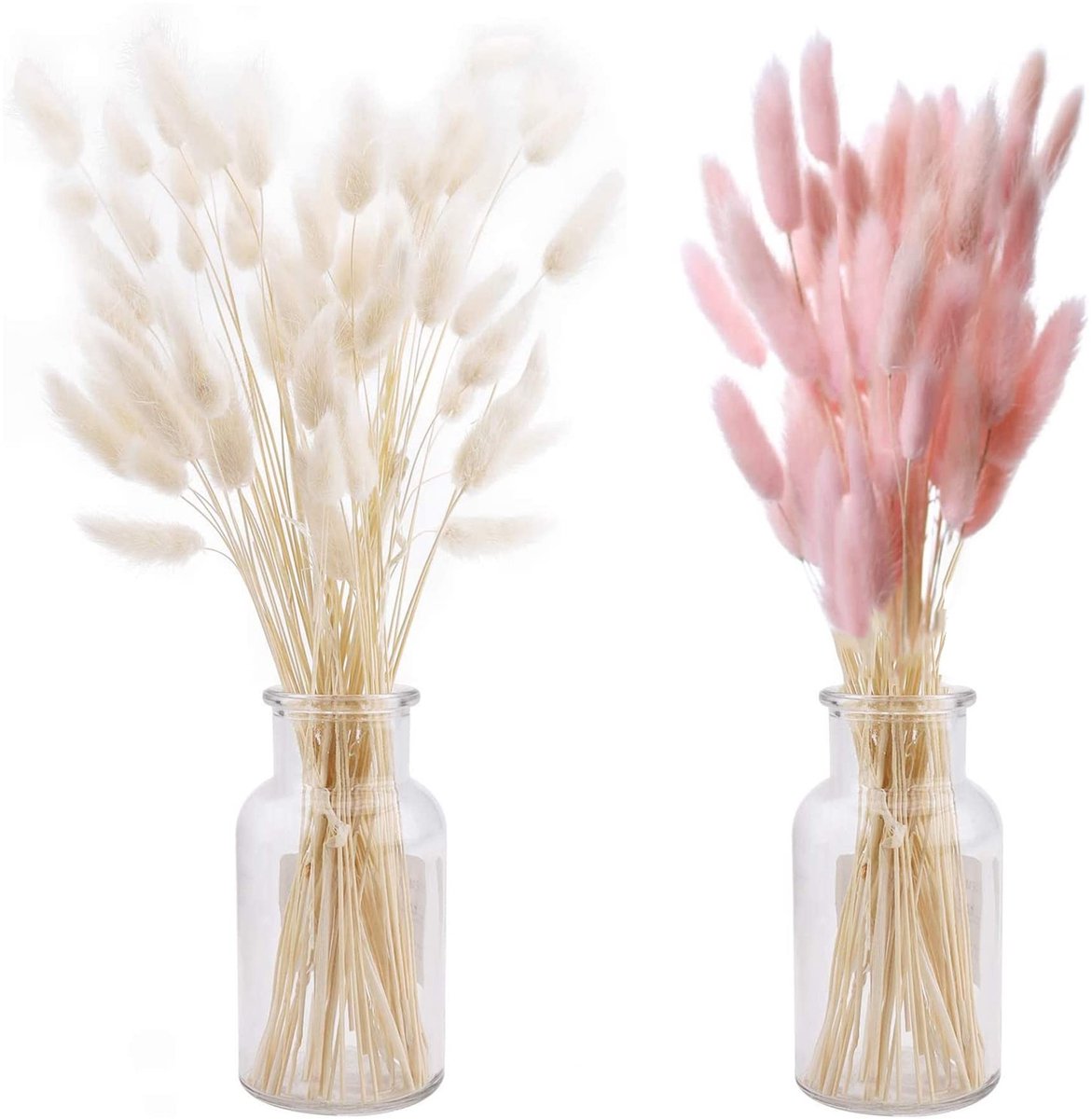 Dailygoods- Pampasgras 50 Stuks - Droogbloemen Boeket - Herbruikbaar - Roze/Wit - Decoratie Voor Bruiloft - Milieuvriendelijk Materiaal