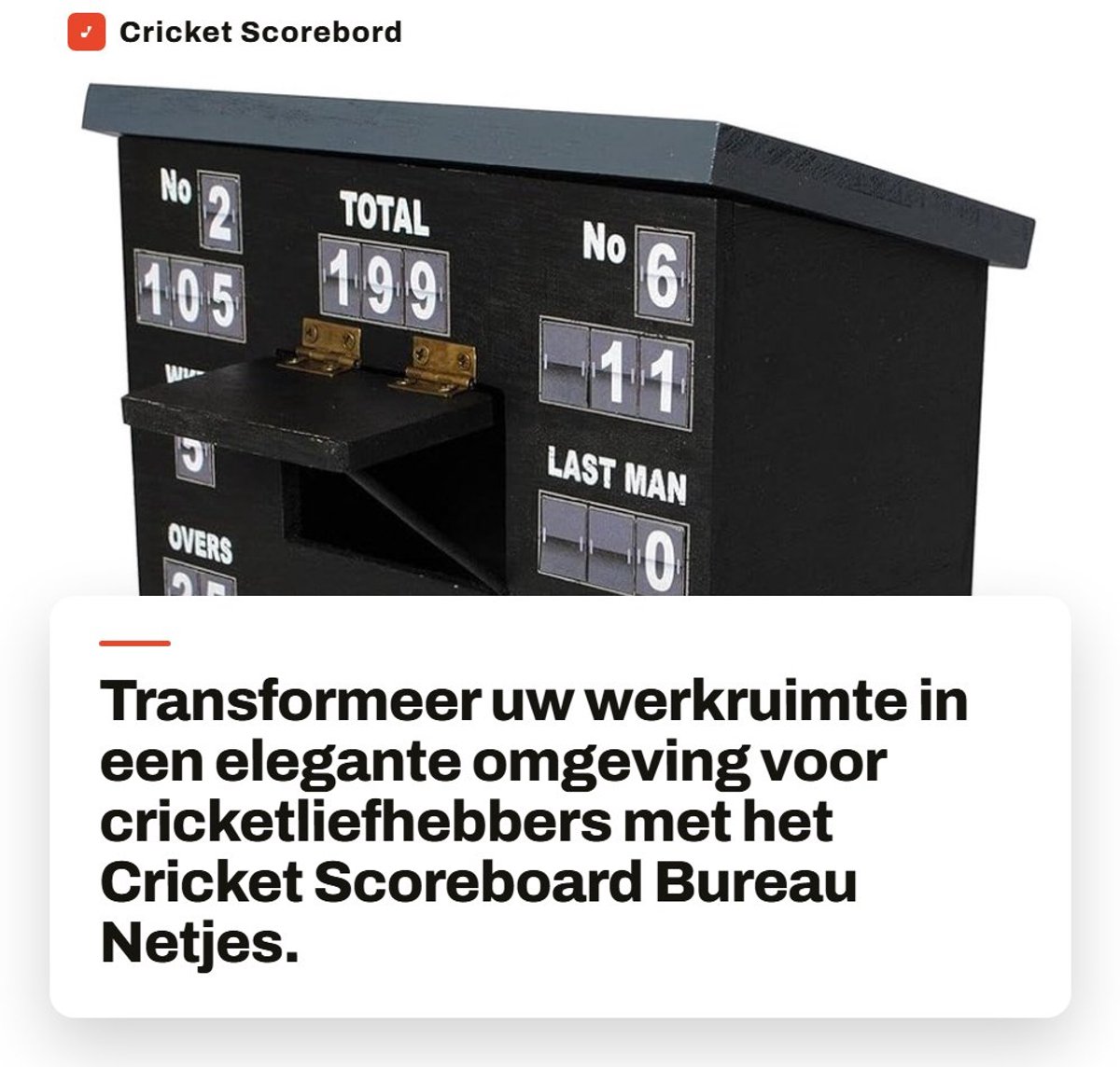 Dailygoods- Cricket Scorebord - Bureau Accessoires - Organizer - Telefoonhouder - Briefpapierhouder - Personaliseerbaar - Elegante Leisteen - Bureauaccessoire
