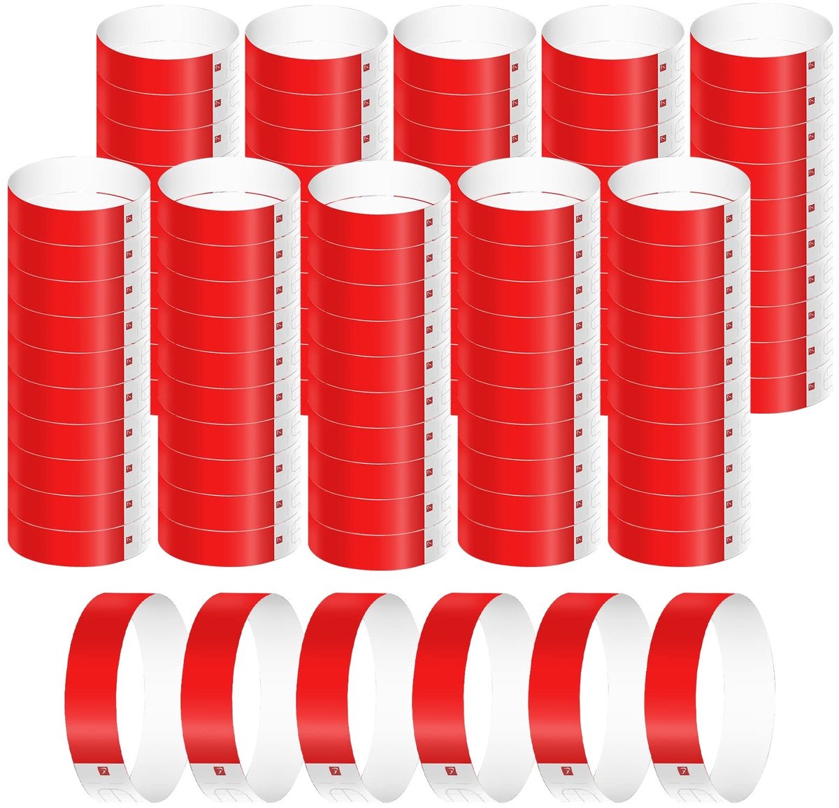 Dailygoods- Polsbandjes 1000 Stuks - Waterdicht Neon - Papieren Polsbandjes - Evenementen/Feesten - Rood - 25x1,9 cm - Evenementenbandjes