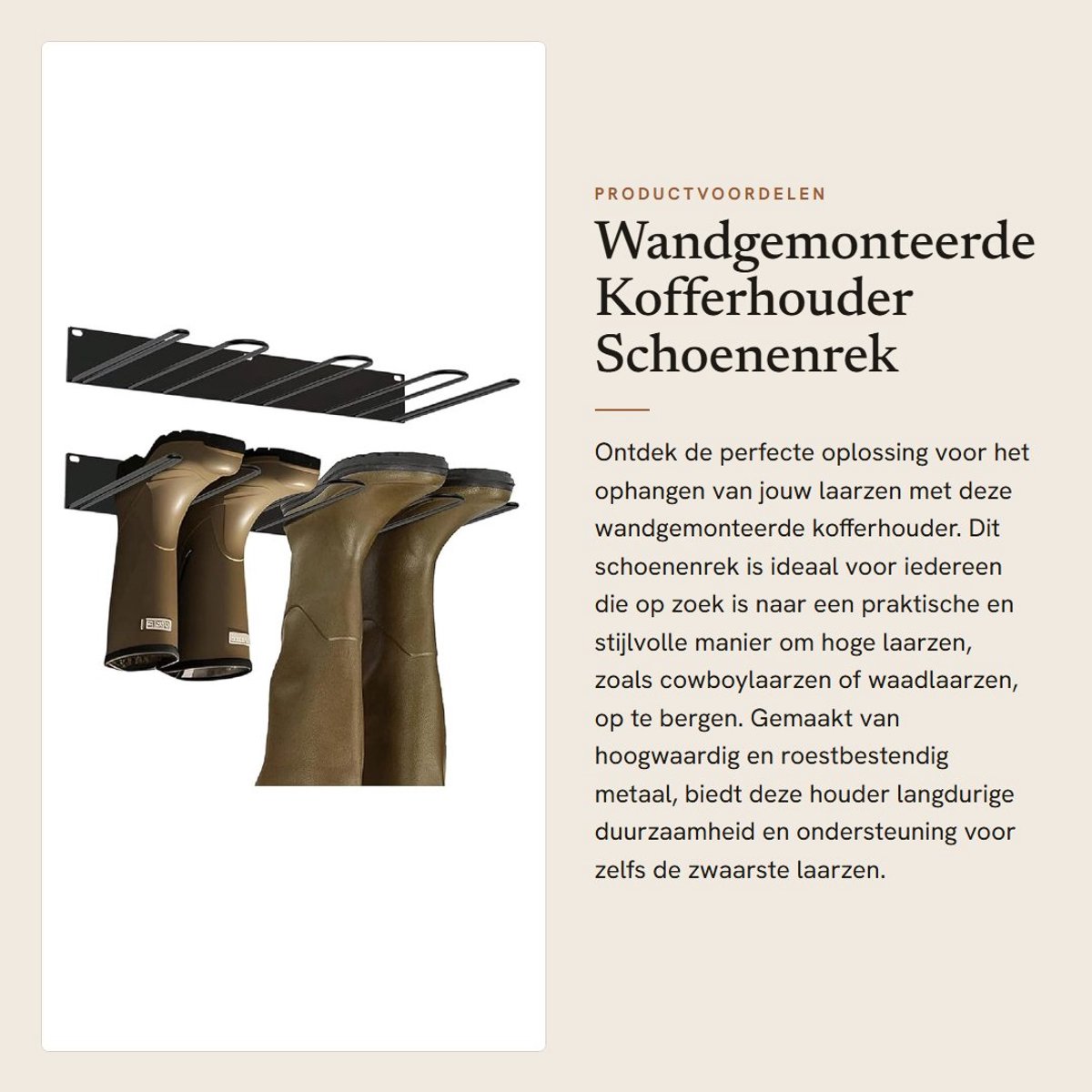 Dailygoods- Kofferhouder Robuust en Roestbestendig - Laarzenrek Buiten - Schoenenrek voor Laarzen - Waadhanger - Opbergrek voor Garagelaars - Duurzaam Hoogwaardig Metaal