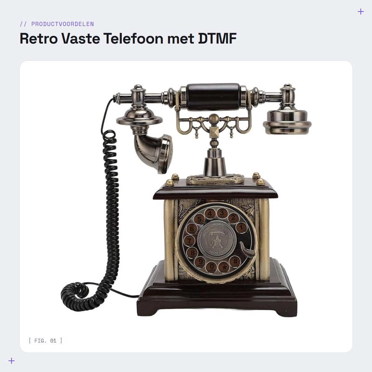 Dailygoods- Vintage Telefoon Retro Design - Vaste Telefoon - DTMF Compatibel - Robuust Hout/Metaal - Stabiele Basis - Herstelknop