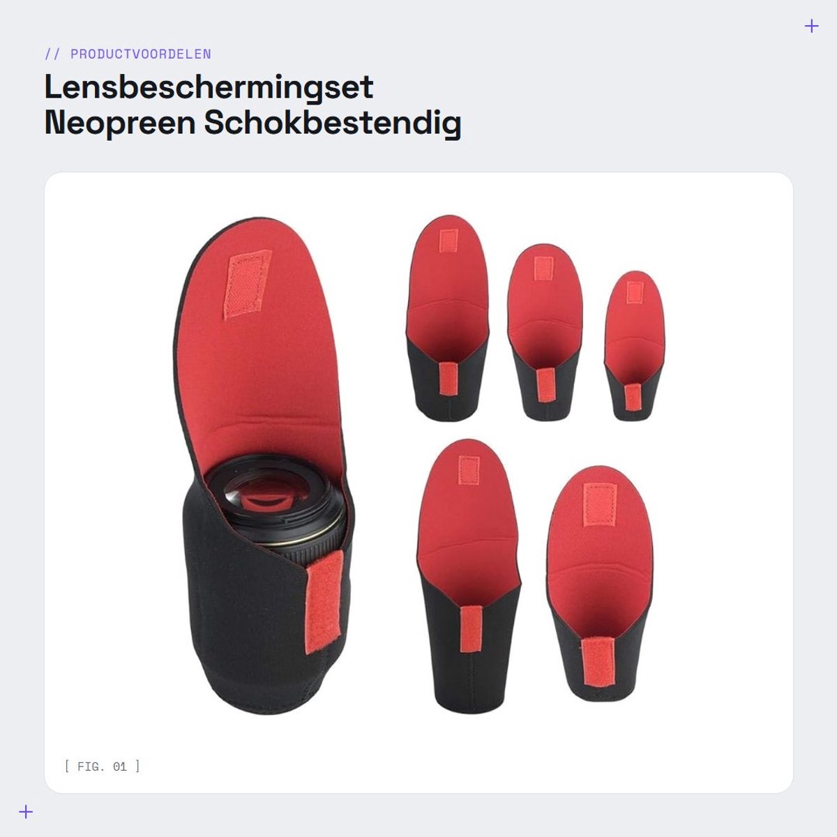 Dailygoods- Lens Pouch Set - 5 Stuks - Neopreen - Schokbestendig - Opbergtas - Zwart - Lichtgewicht en Duurzaam - Lensbescherming