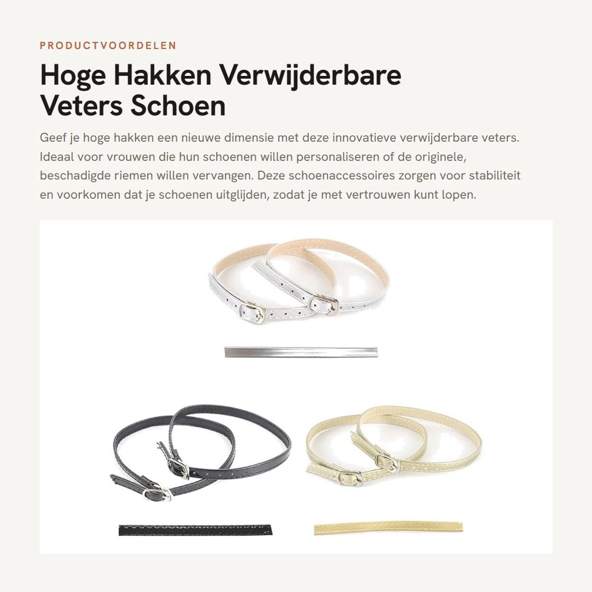 Dailygoods- Schoenriem 3 Paar - Hoge Hakken Accessoires - Verwijderbare Veters - PU Leer - Stabilisatie - Comfortabel Lopen - Schoenveter