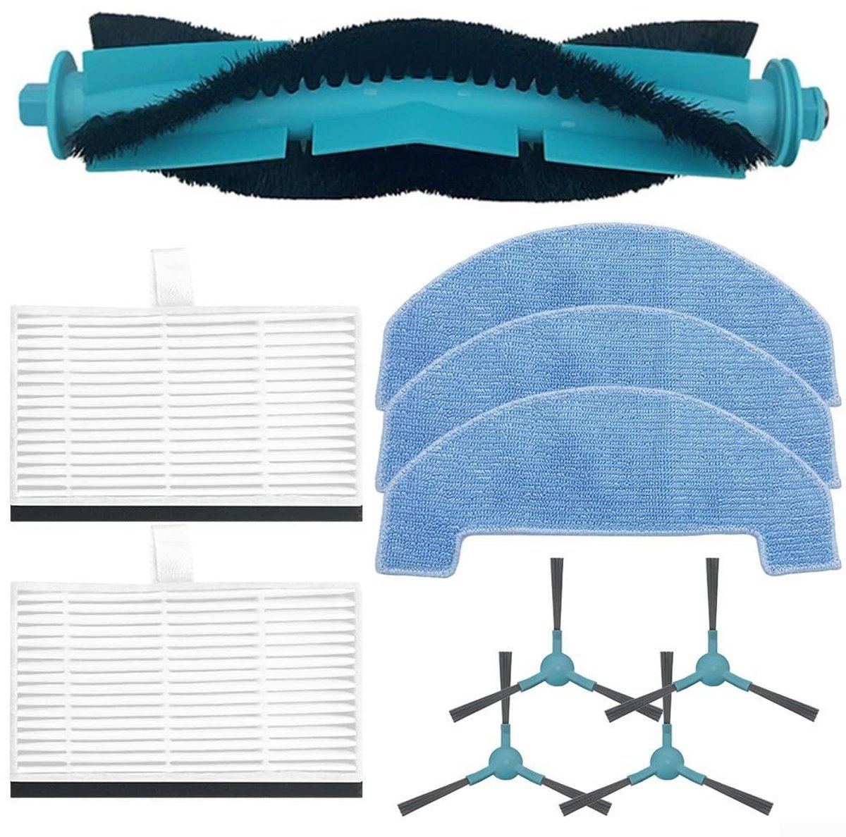 Dailygoods- Hoofdborstel Vervangingsset - Zijborstels - Filter - Dweildoek - Robotstofzuiger Accessoires - Effectieve Reiniging - Stofzuigeraccessoires
