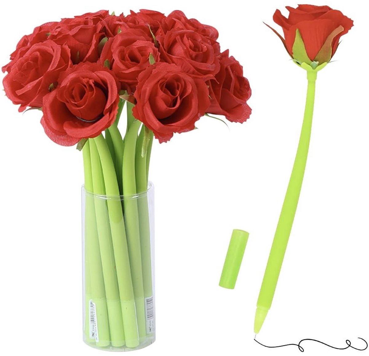 Dailygoods- Bloemenpen 10 Stuks - Creatieve Rozenbalpen - Ergonomisch Handvat - Decoratieve Balpen - Comfortabele Grip - Romantische Schrijfervaring