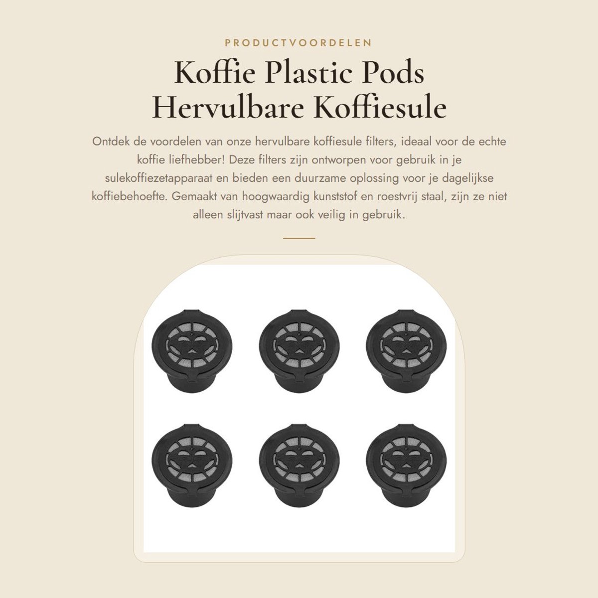 Dailygoods- Koffiepads Herbruikbaar - Koffiesulefilter - Kunststof/Roestvrij Staal - 6 Stuks - Duurzaam - Navulbaar - Veilig in Gebruik - Koffiefilter