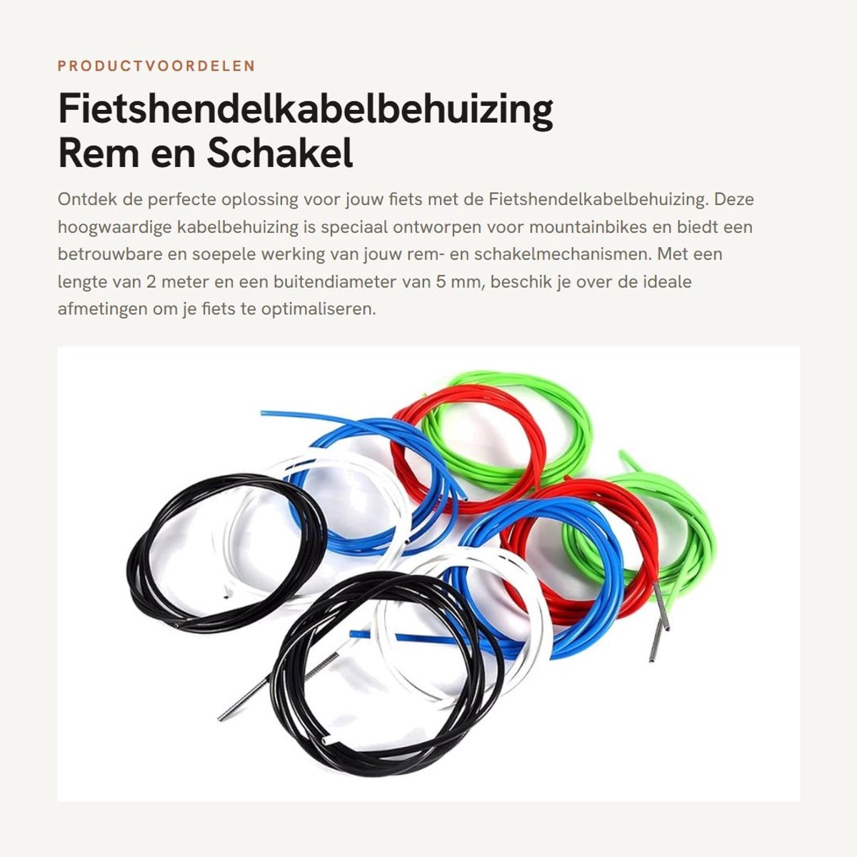 Dailygoods- Fietshendelkabelbehuizing 2m - Fietsrem/versnellingskabel - Accessoire voor mountainbike - Corrosiebestendig - 5mm diameter - Betrouwbare prestaties - Fietskabel