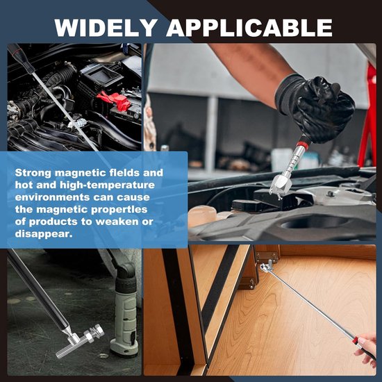 Magnetische Telescoopstang - Magneetstok Flexibel - Kleine Onderdelen Ophalen - Krachtige Magneet - 4 Stuks - Zilver — afbeelding 5
