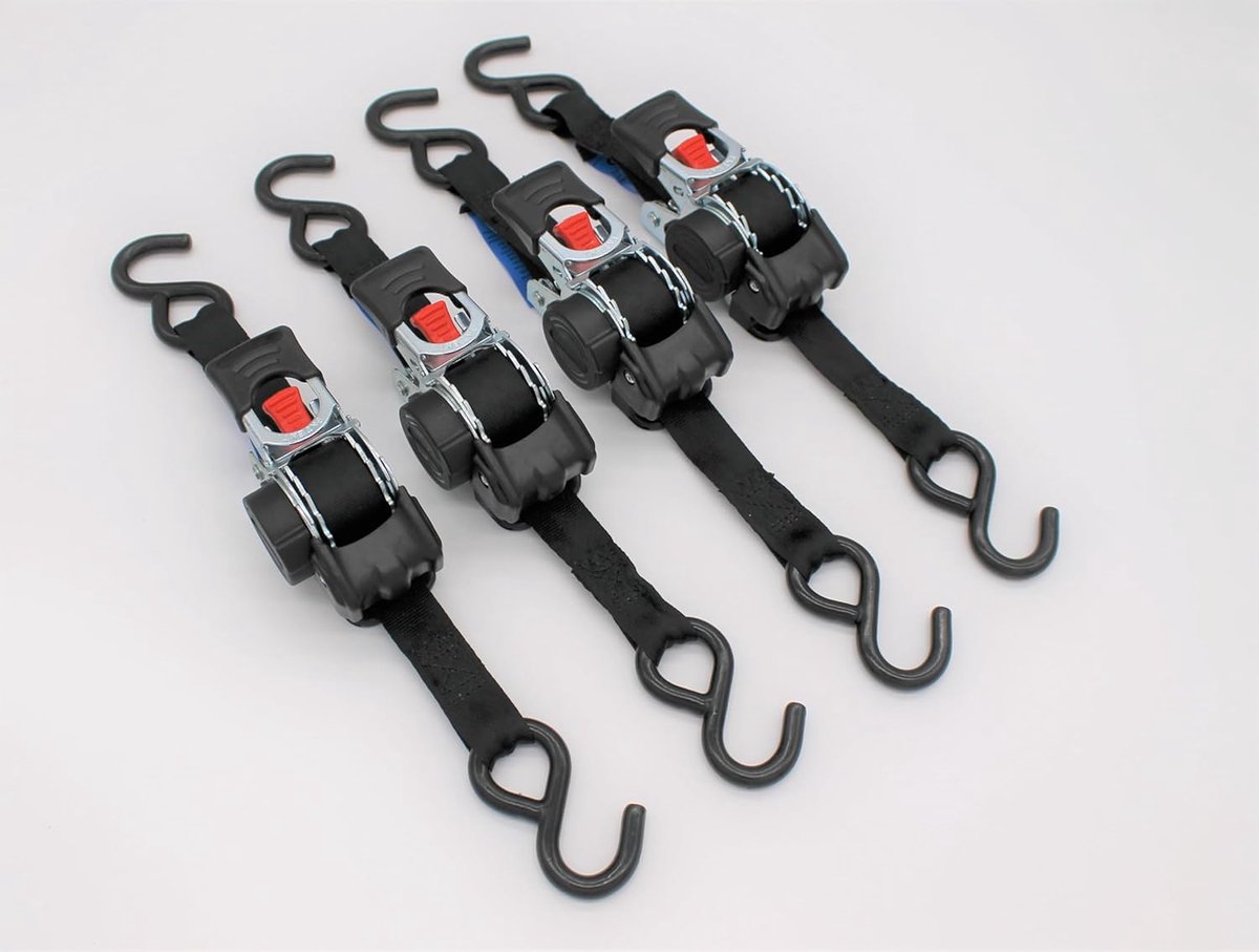 Automatische Spanbanden - Spanbanden set - Lading Zekeren - Met oprolfunctie - 1.8 Meter - Zwart