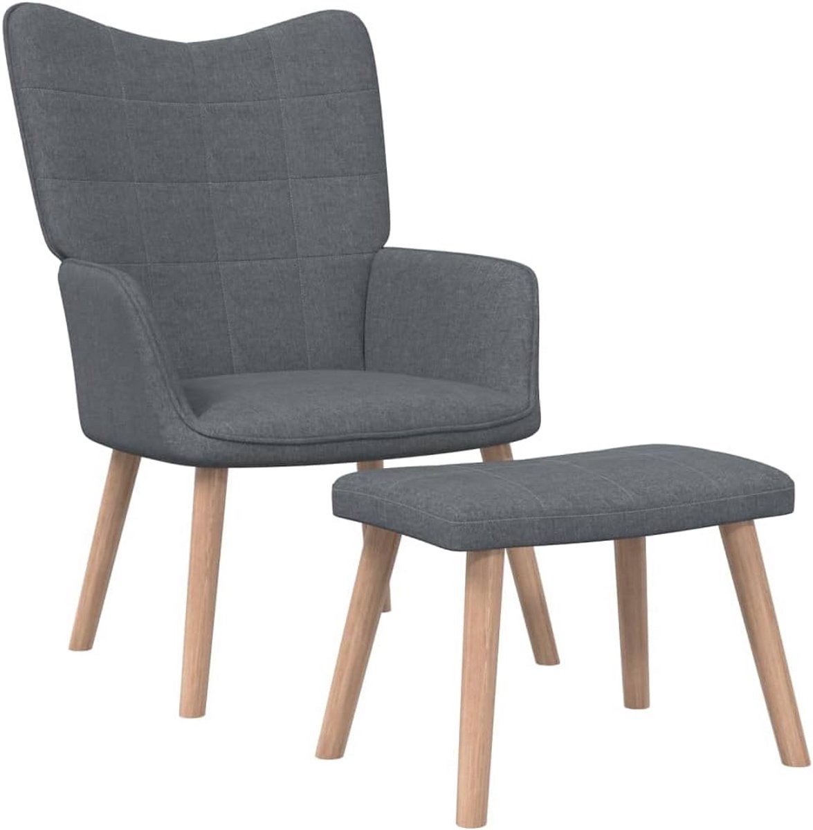 Relaxfauteuil met voetenbank - Comfortabele stoel - Ontspannen zitten - Stevig frame - 61.5 x 69 cm - Donkergrijs