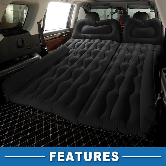 Opblaasbaar Auto Bed - Luchtmatras Achterbank - Reizen Kamperen - Inclusief Elektrische Pomp - 192x148cm - Zwart — afbeelding 5