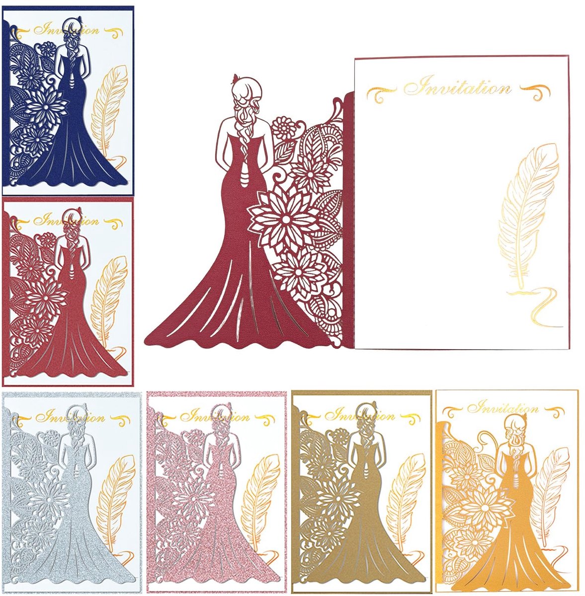 Dailygoods- Gefeliciteerde Kaart - 6 Stuks Bruiloftskaart - Veelkleurig - Huwelijkscadeaukaart - Cadeaukaarten Bruidspaar - Afmetingen 18 x 24,3 cm - Trouwkaart