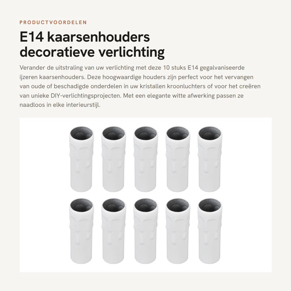 Dailygoods - E14 kaarsenhouders - decoratieve verlichting - eenvoudig te installeren - wit