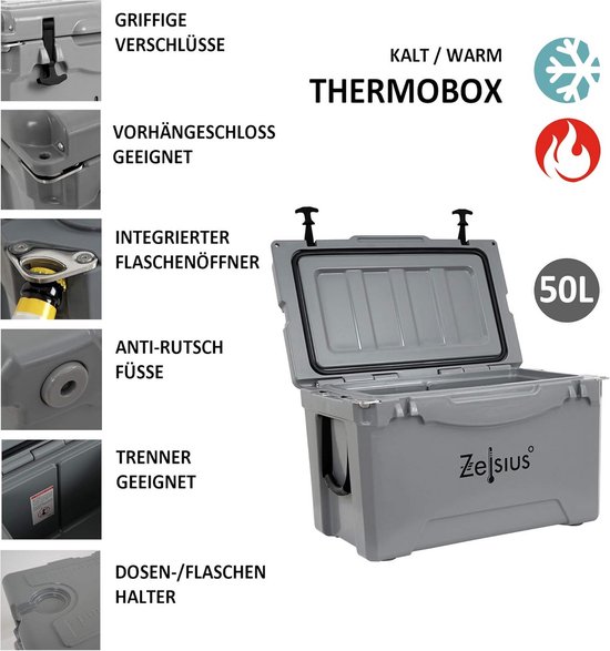 Koelbox - Thermo box - Buitenactiviteiten - Luchtdichte sluiting - 50 liter - Wit — afbeelding 4