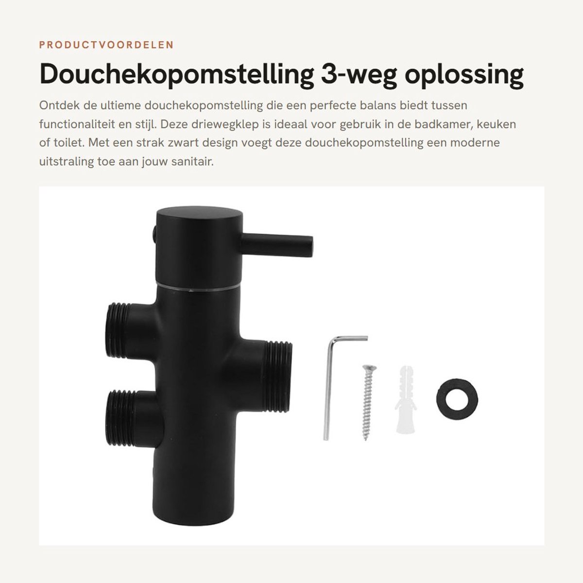 Dailygoods- Doucheomschakelklep Hoogwaardig Koper - Douchekopomstelling - Multifunctioneel Gebruik - Lekvrij - Wandgemonteerd - Duurzaam - Douchekop