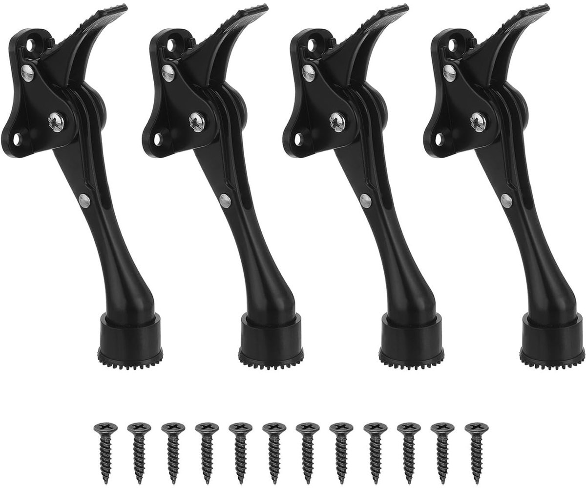 Dailygoods- Deurstopper Hoogte Verstelbaar - Kickdown Deurstopper - Zinklegering - Rubberen Punt - Set van 2 - Duurzaam en Slijtvast - Deurstoppers