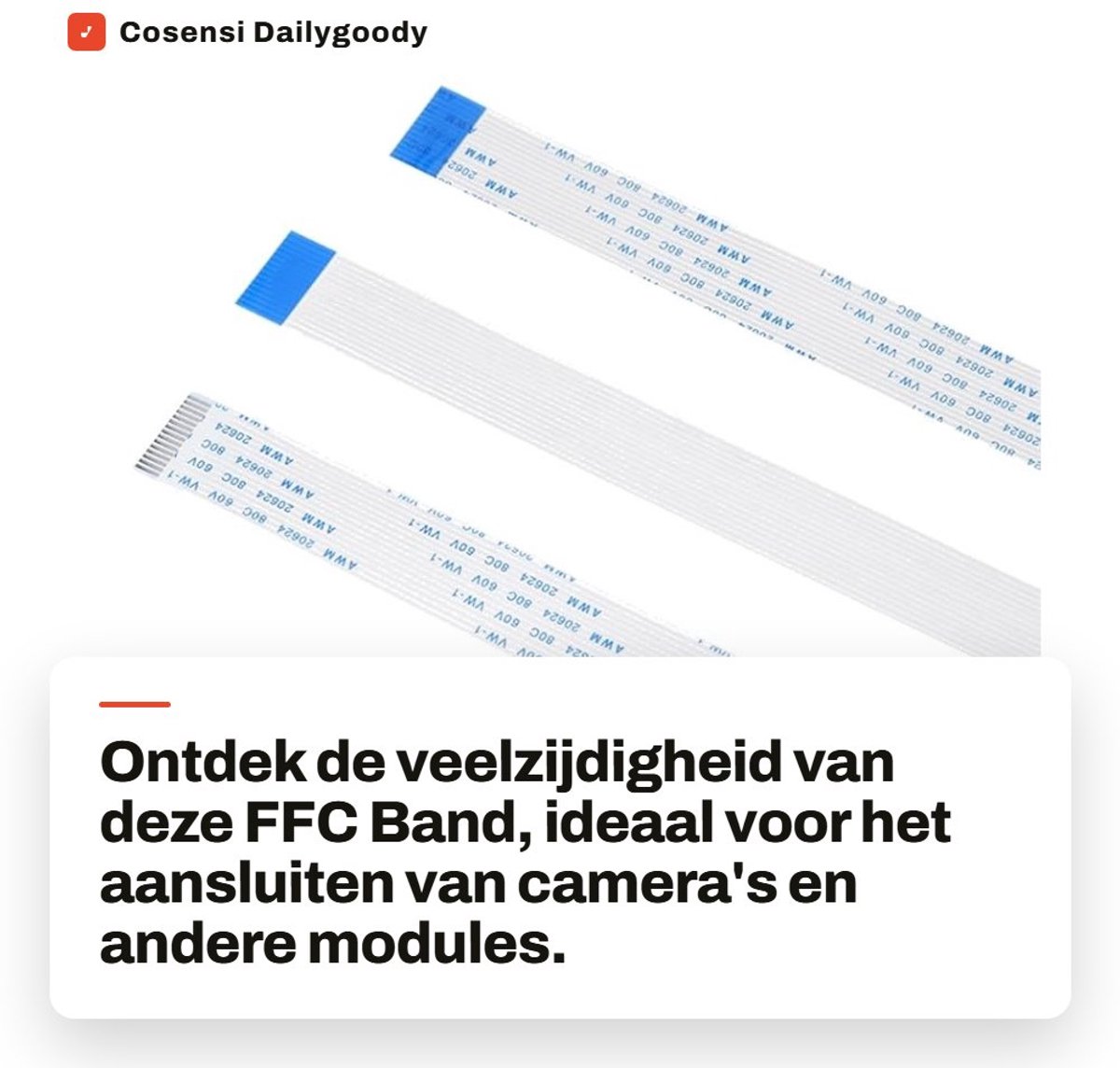Dailygoods- FFC Band 15-polig - 3 Stuks/set - Flexibele Kabelgoot - Ultradun - Geschikt voor Raspberry Pi - Hoogwaardige PET Materiaal - Flexibele Kabel