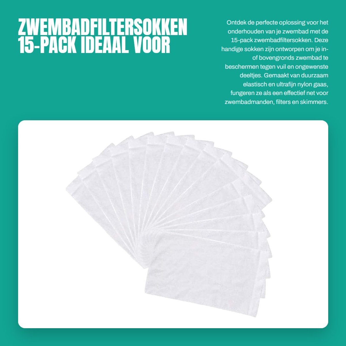 Dailygoods- Zwembadfiltersokken 15-pack - Ideale Net/Spaarder - Bescherming voor Filters/Skimmers - Duurzaam Nylon Gaas - Verlengt Levensduur Filtersysteem - Zwembadsok