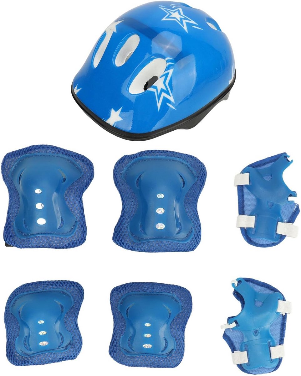 Kinderfietshelm Set - Beschermingsset Kinderen - Veilig Sporten - Compleet met Bescherming - 5-14 Jaar - Blauw