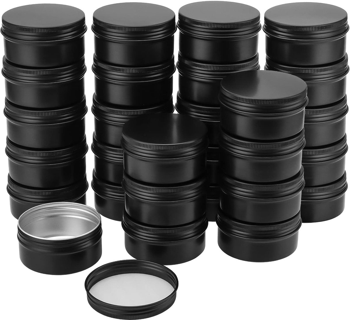 Dailygoods- Aluminium Blikjes Set van 28 - Ronde Blikken Potten - Schroefdeksel - 80 ml - Reiscontainers - Stijlvolle Opslagpotten - Opslagpot