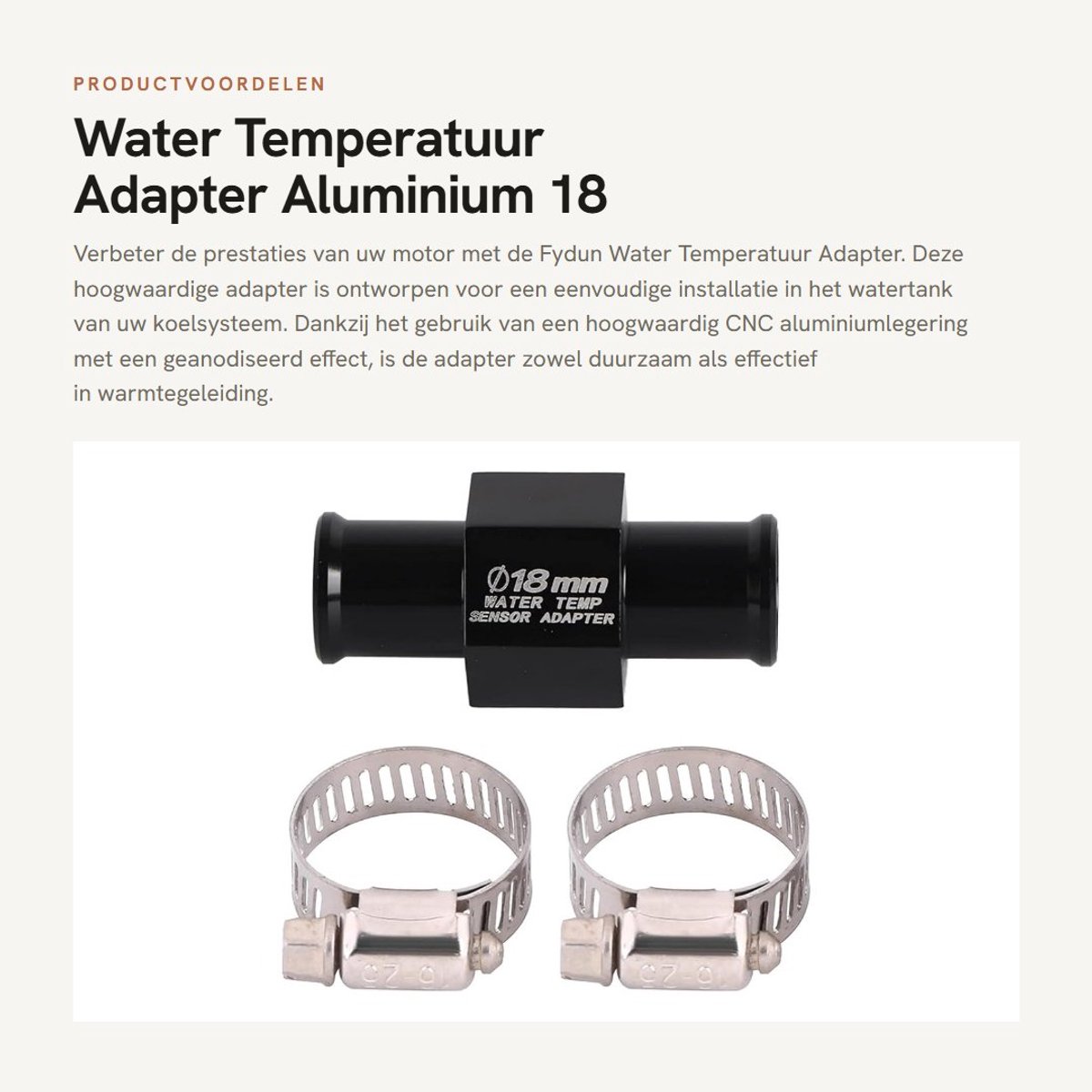 Dailygoods - Water Temperatuur Adapter - Aluminium - 18 mm - Voor Motoren - Hoogwaardige Temperatuurmeting - Betrouwbaar en Duurzaam - Geschikt voor D...