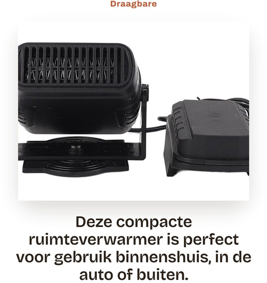 Dailygoods - Draagbare Ruimteverwarmer met 2 Temperatuurinstellingen