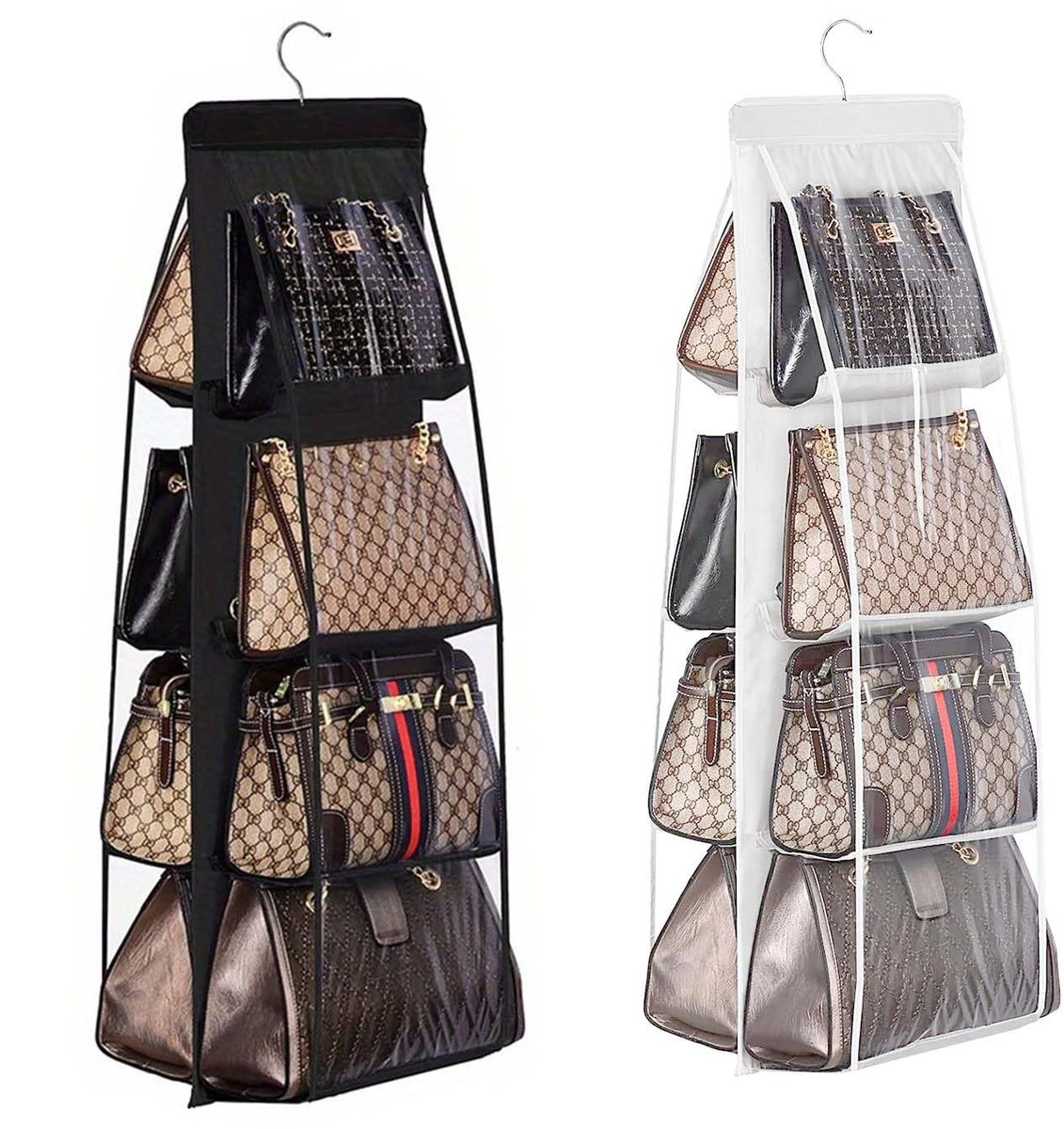 Dailygoods- Hangende Organizer - Opvouwbaar - Tasorganizer - Vliesstof - 2 Stuks - Ideaal voor Handtassen - Opbergzak